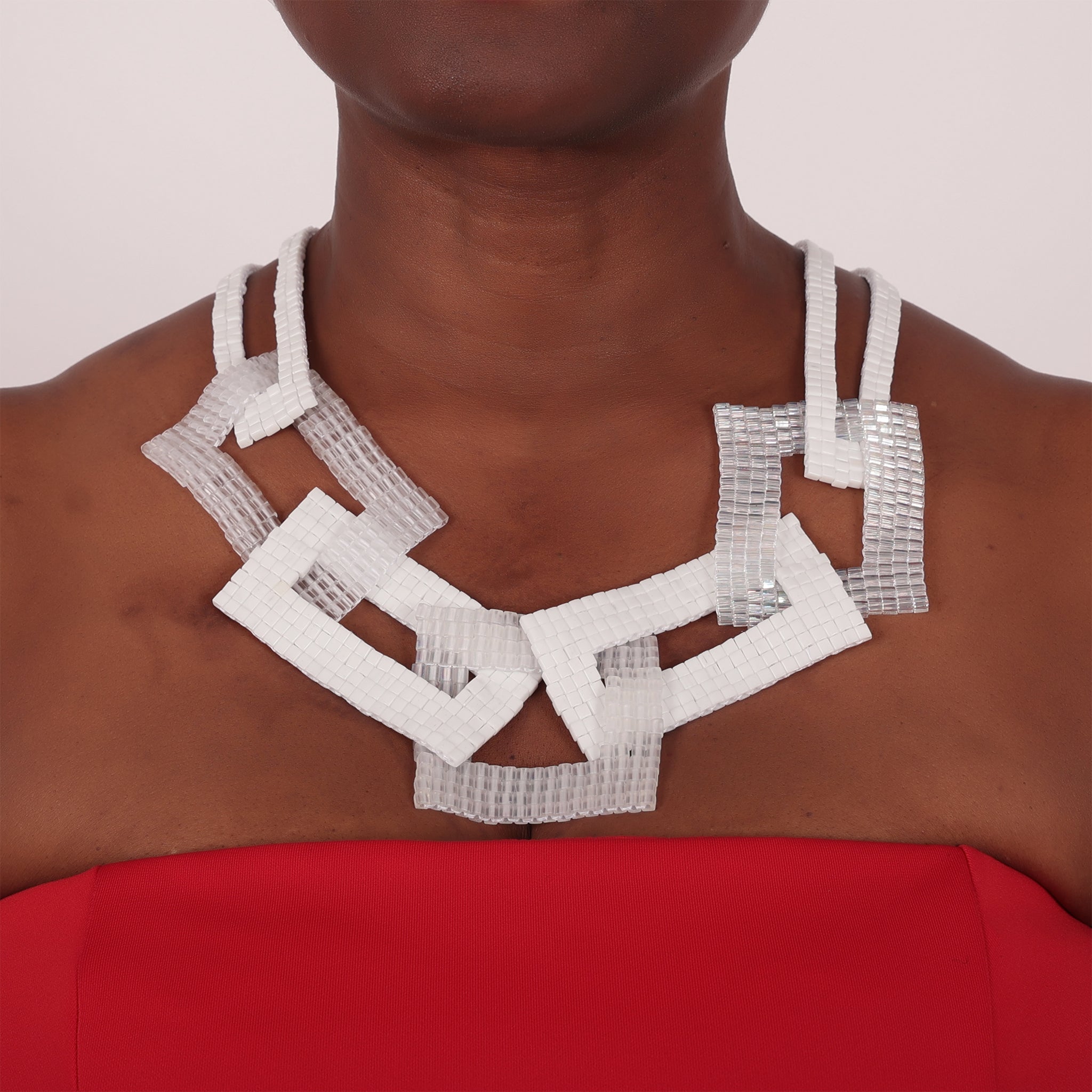 Nwene Pendant Necklace Constructed in Glass Beads